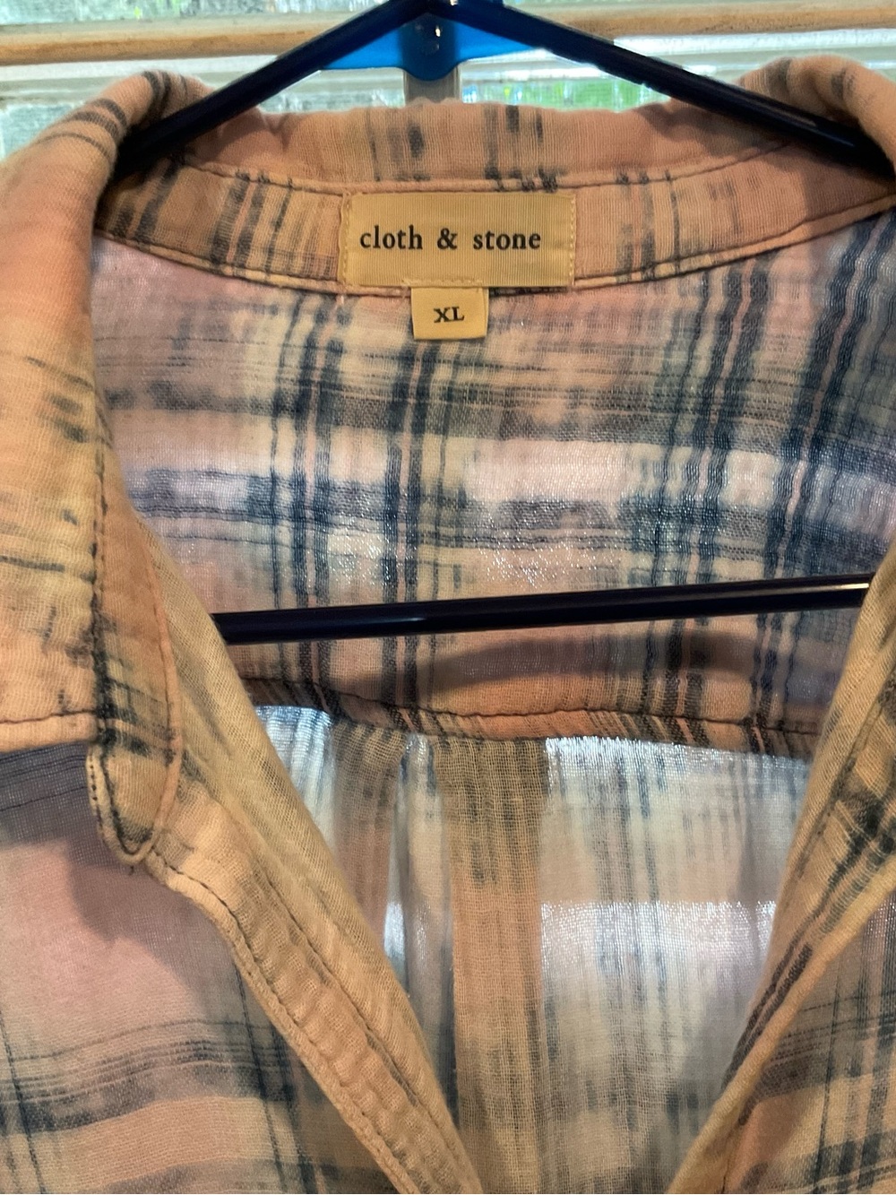 cloth & stone Pink and Blue Plaid Lightweight Button-Up - Picture 2 of 10